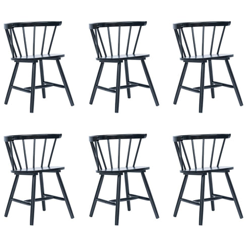 Maison Madeleine - Dining Chairs 6 pcs Black Solid Rubber Wood