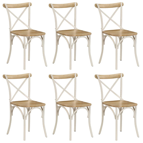 Swen Studio - Cross Chairs 6 pcs White Solid Mango Wood