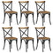 Swen Studio - Cross Chairs 6 pcs Black Solid Mango Wood