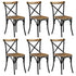 Swen Studio - Cross Chairs 6 pcs Black Solid Mango Wood