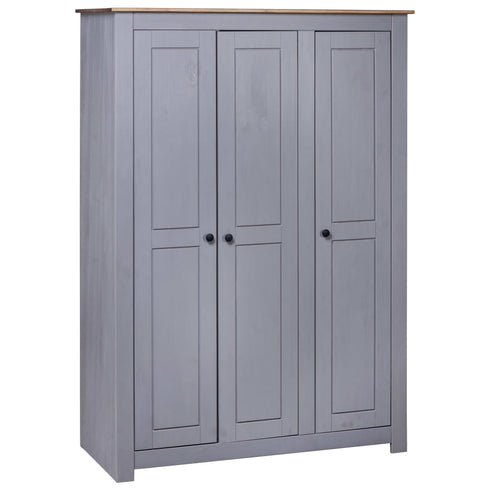 Maison Madeleine - 3Door Wardrobe Grey 118x50x171.5 cm Pine Panama Range