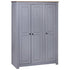 Maison Madeleine - 3Door Wardrobe Grey 118x50x171.5 cm Pine Panama Range