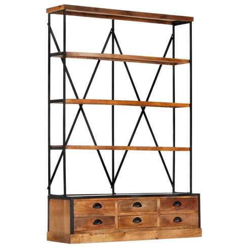 Rustika Rowe - 4Tier Bookcase with 6 Drawers 122x36x181 cm Solid Mango Wood