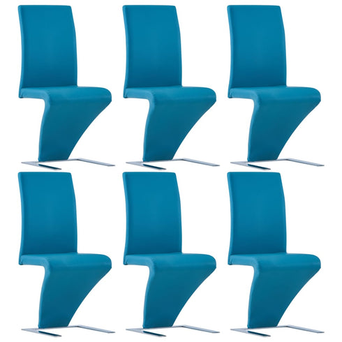 Swen Studio - Dining Chairs with Zigzag Shape 6 pcs Blue Faux Leather