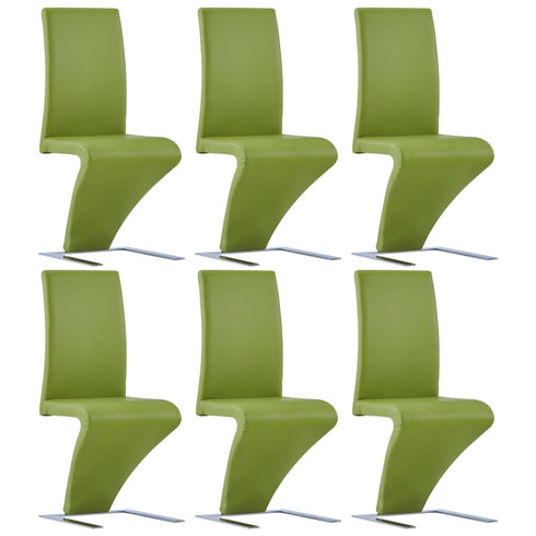 Swen Studio - Dining Chairs with Zigzag Shape 6 pcs Green Faux Leather