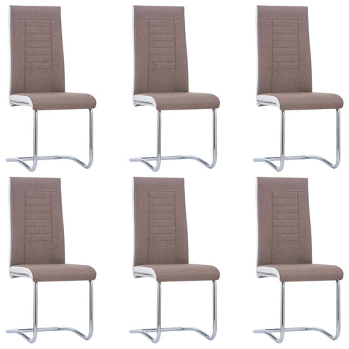 Swen Studio - Cantilever Dining Chairs 6 pcs Brown Fabric