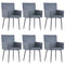 Swen Studio - Dining Chairs with Armrests 6 pcs Grey Faux Suede Leather