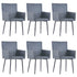 Swen Studio - Dining Chairs with Armrests 6 pcs Grey Faux Suede Leather