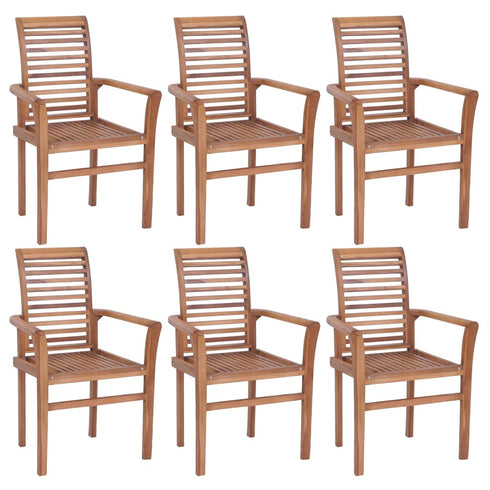 Swen Studio - 3072944 Stacking Dining Chairs 6 pcs Solid Teak Wood (44664+44665)