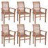 Swen Studio - 3072944 Stacking Dining Chairs 6 pcs Solid Teak Wood (44664+44665)