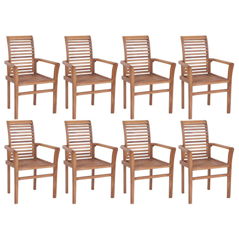 Swen Studio - 3072945 Stacking Dining Chairs 8 pcs Solid Teak Wood (2x44665)
