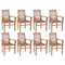 Swen Studio - 3072945 Stacking Dining Chairs 8 pcs Solid Teak Wood (2x44665)