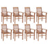 Swen Studio - 3072945 Stacking Dining Chairs 8 pcs Solid Teak Wood (2x44665)