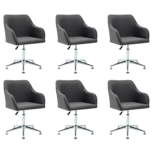 Swen Studio - Swivel Dining Chairs 6 pcs Dark Grey Fabric (UK/IE/FI/NO only) (6x331499)