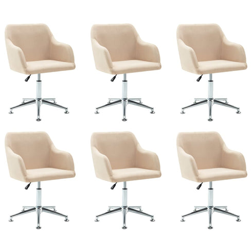 Swen Studio - Swivel Dining Chairs 6 pcs Cream Fabric (UK/IE/FI/NO only) (6x331500)