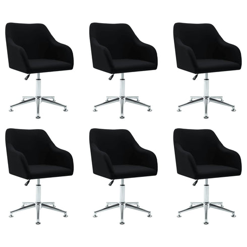 Swen Studio - Swivel Dining Chairs 6 pcs Black Fabric (UK/IE/FI/NO only) (6x331504)