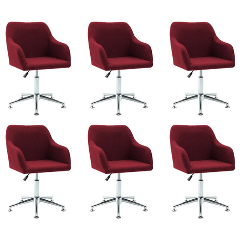 Swen Studio - Swivel Dining Chairs 6 pcs Wine Red Fabric (UK/IE/FI/NO only) (6x331506)