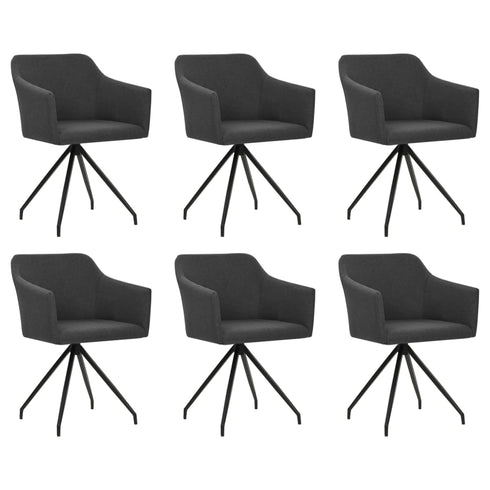 Swen Studio - Swivel Dining Chairs 6 pcs Dark Grey Fabric (UK/IE/FI/NO only) (3x331509)