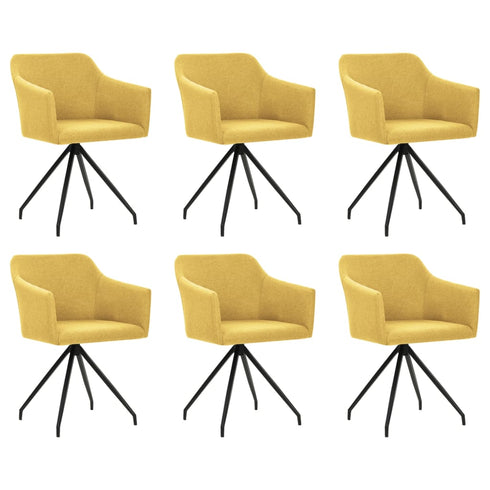 Swen Studio - Swivel Dining Chairs 6 pcs Mustard Yellow Fabric (UK/IE/FI/NO only) (3x331513)