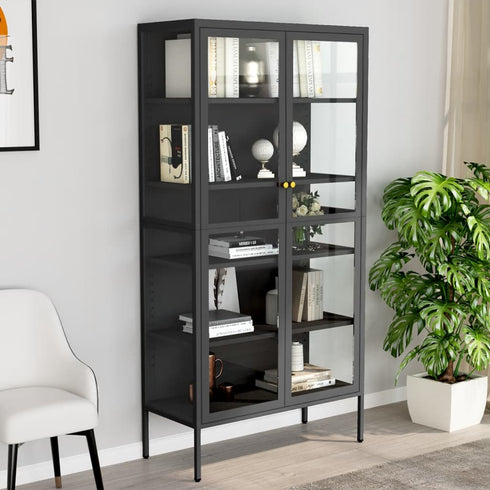 Lady Jillian - Display Cabinet Anthracite 90x40x180 cm Steel and Tempered Glass