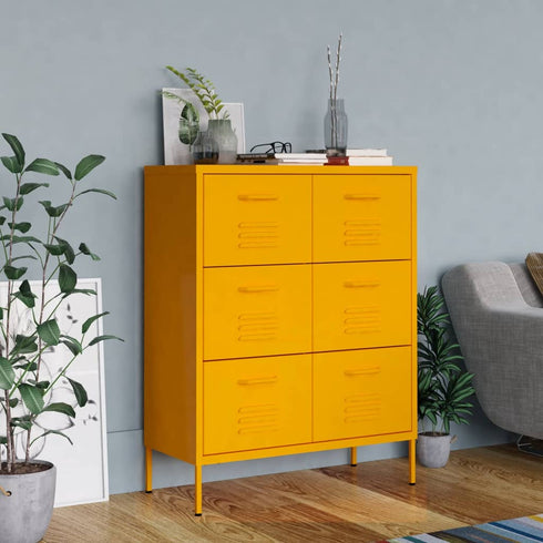 Lady Jillian - Drawer Cabinet Mustard Yellow 80x35x101,5 cm Steel