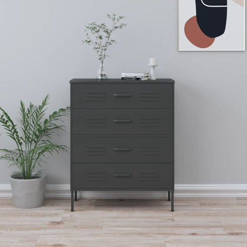Lady Jillian - Chest of Drawers Anthracite 80x35x101,5 cm Steel