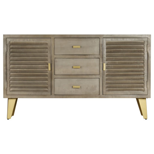 Rustika Rowe - Drawer Cabinet Solid Mango Wood Grey with Brass 140x40x80 cm