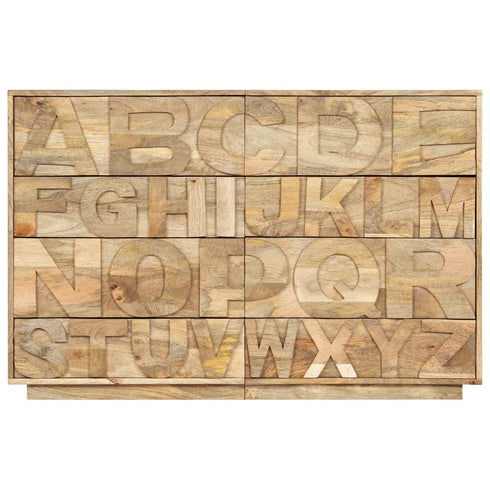 Rustika Rowe - Alphabet Cabinet with 6 Drawers 120x35x79 cm Solid Mango Wood