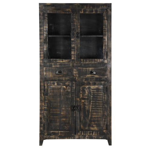 Rustika Rowe - Highboard Black 90x40x180 cm Solid Mango Wood