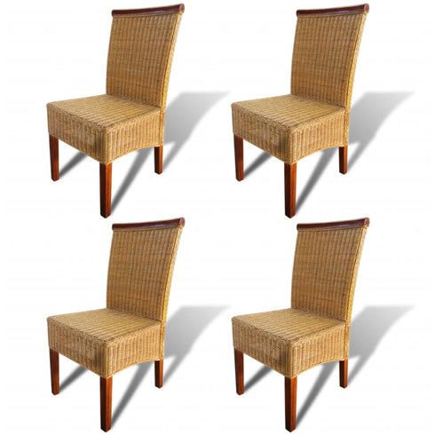 Swen Studio - Dining Chairs 4 pcs Brown Natural Rattan