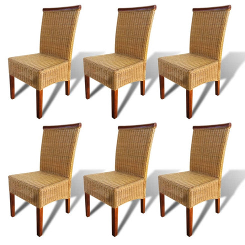 Swen Studio - Dining Chairs 6 pcs Brown Natural Rattan