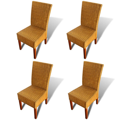 Swen Studio - Dining Chairs 4 pcs Brown Natural Rattan