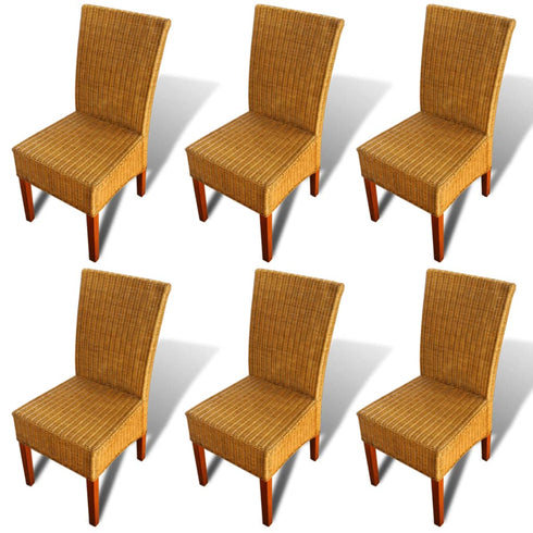 Swen Studio - Dining Chairs 6 pcs Brown Natural Rattan