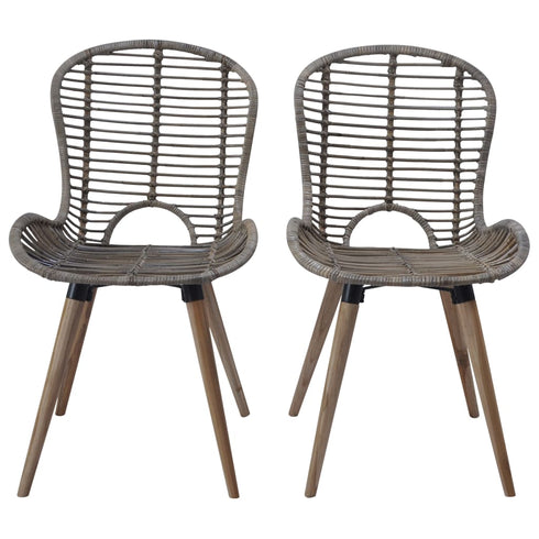 Swen Studio - Dining Chairs 6 pcs Brown Natural Rattan