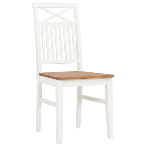 Maison Madeleine - Dining Chairs 6 pcs White Solid Oak Wood