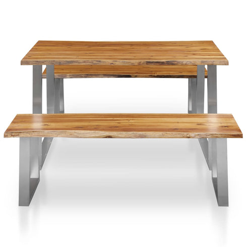 Rustika Rowe - 3 Piece Dining Set Solid Acacia Wood Brown