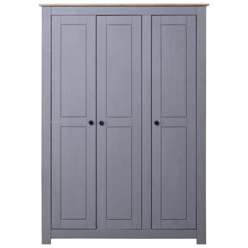 Maison Madeleine - 3Door Wardrobe Grey 118x50x171.5 cm Pine Panama Range