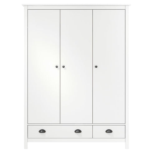 Maison Madeleine - 3Door Wardrobe Hill Range White 127x50x170 cm Solid Pine Wood