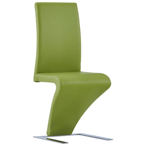 Swen Studio - Dining Chairs with Zigzag Shape 6 pcs Green Faux Leather