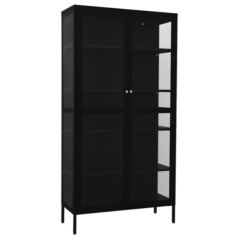 Lady Jillian - Display Cabinet Black 90x40x180 cm Steel and Tempered Glass