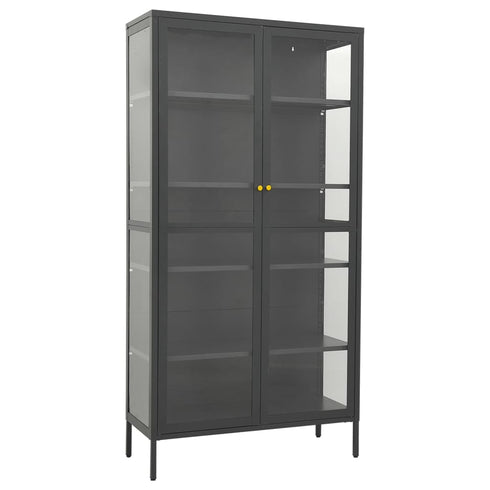 Lady Jillian - Display Cabinet Anthracite 90x40x180 cm Steel and Tempered Glass