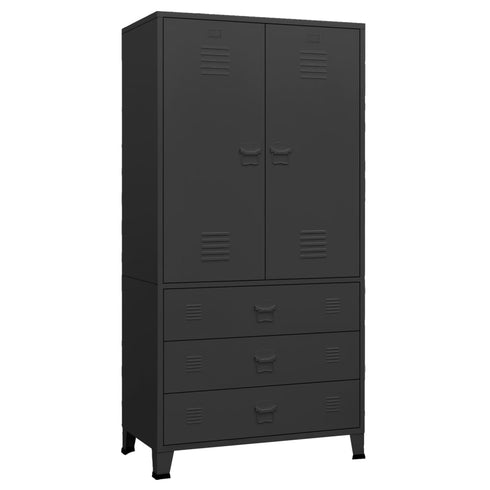 Lady Jillian - Industrial Wardrobe Black 90x50x180 cm Metal