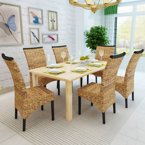 Swen Studio - Dining Chairs 6 pcs Abaca and Solid Mango Wood