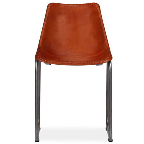 Swen Studio - Dining Chairs 6 pcs Brown Real Leather