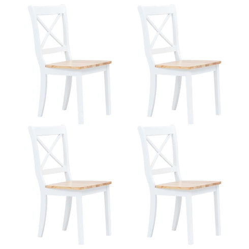 Maison Madeleine - 5 Piece Dining Set Solid Rubber Wood White and Brown