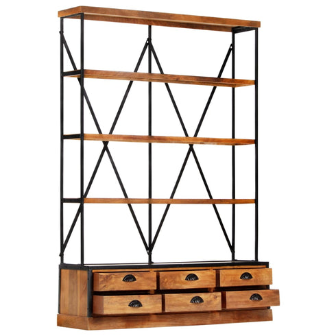 Rustika Rowe - 4Tier Bookcase with 6 Drawers 122x36x181 cm Solid Mango Wood