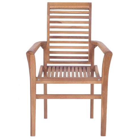 Swen Studio - 3072945 Stacking Dining Chairs 8 pcs Solid Teak Wood (2x44665)