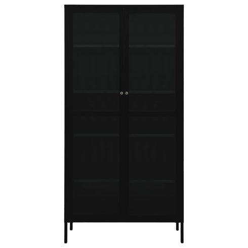 Lady Jillian - Display Cabinet Black 90x40x180 cm Steel and Tempered Glass
