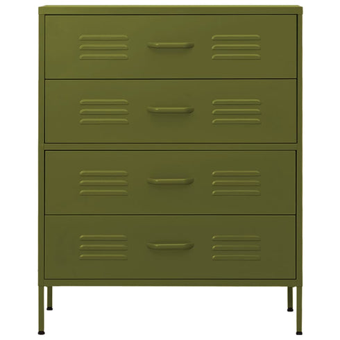 Lady Jillian - Chest of Drawers Olive Green 80x35x101,5 cm Steel
