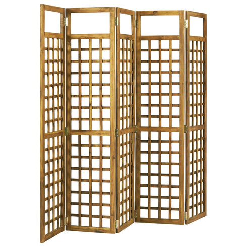 Rustika Rowe - 5Panel Room Divider/Trellis Solid Acacia Wood 200x170 cm